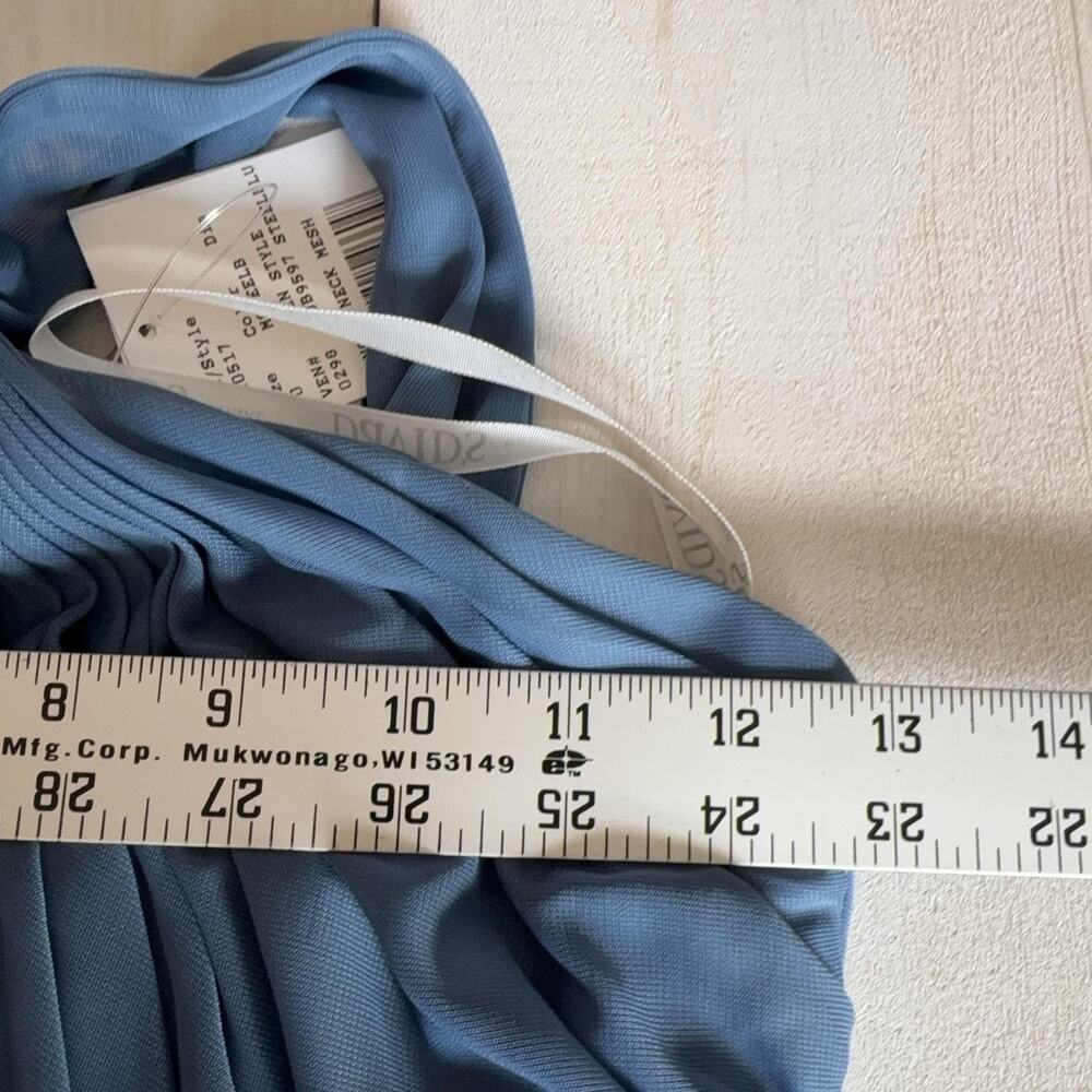 David's Bridal Dress Girls 10 Steel Blue Y Neck Mesh Maxi Formal NWT $99 Gown - Picture 11 of 15